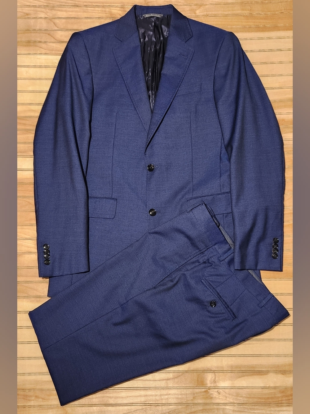 Ted Baker Jay Ct Men 2pc Wool Suit Set Blue Sz 40L 34X32 Modern Fit Luxe Preppy